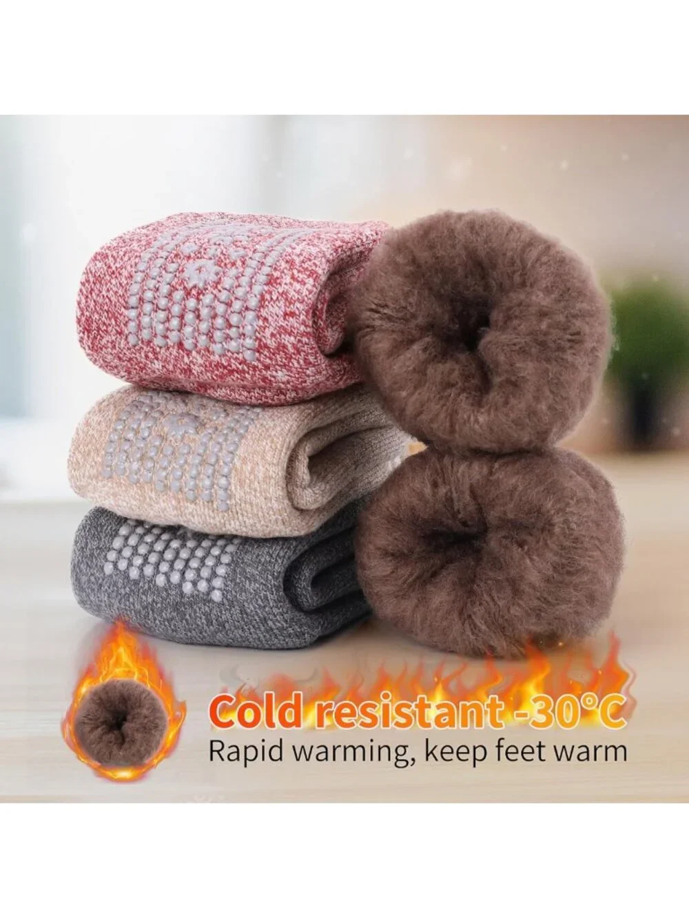 Cozy Non-Slip Thermal Slipper Socks for Women - 4 Pairs Soft Hospital Wear